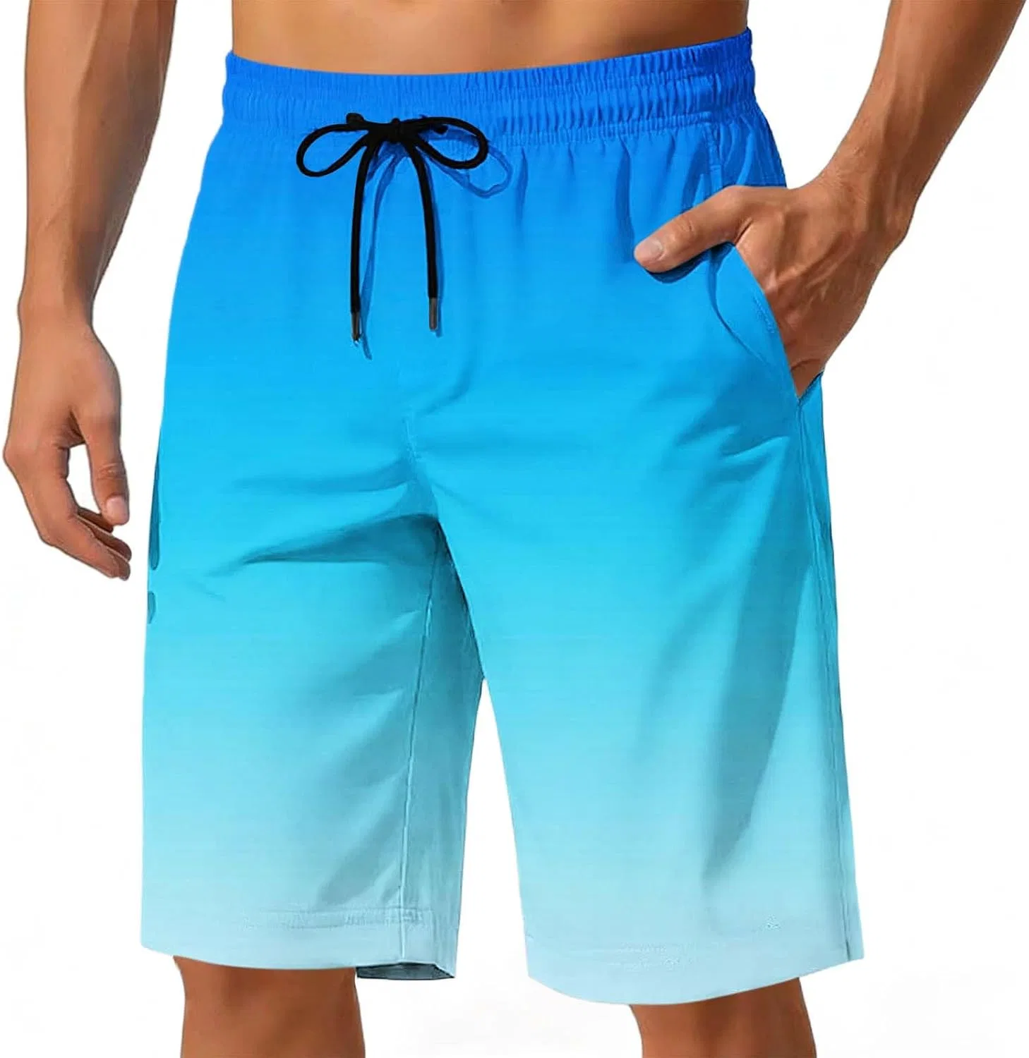Шорты спортивные с градиентным принтом, Quick Dry Breathable, Sky Blue