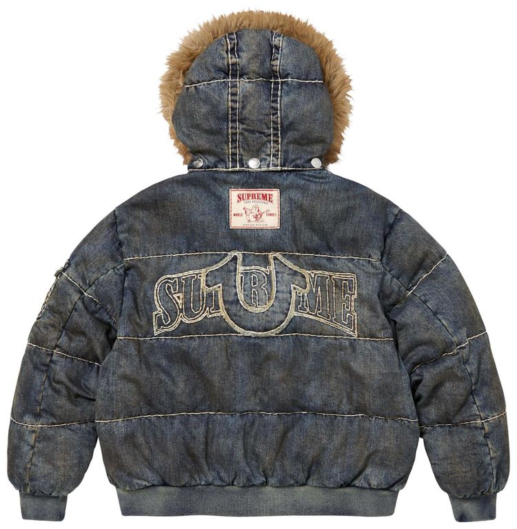 Пуховая куртка Supreme x True Religion, синий — фото 2