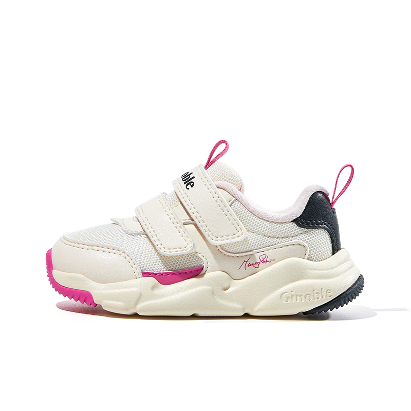 Cushioning Low Top Toddler Shoes Infant And Toddler GINOBLE, белый/черный/sky розовый (compatible with xiaomi materials) — фото 3