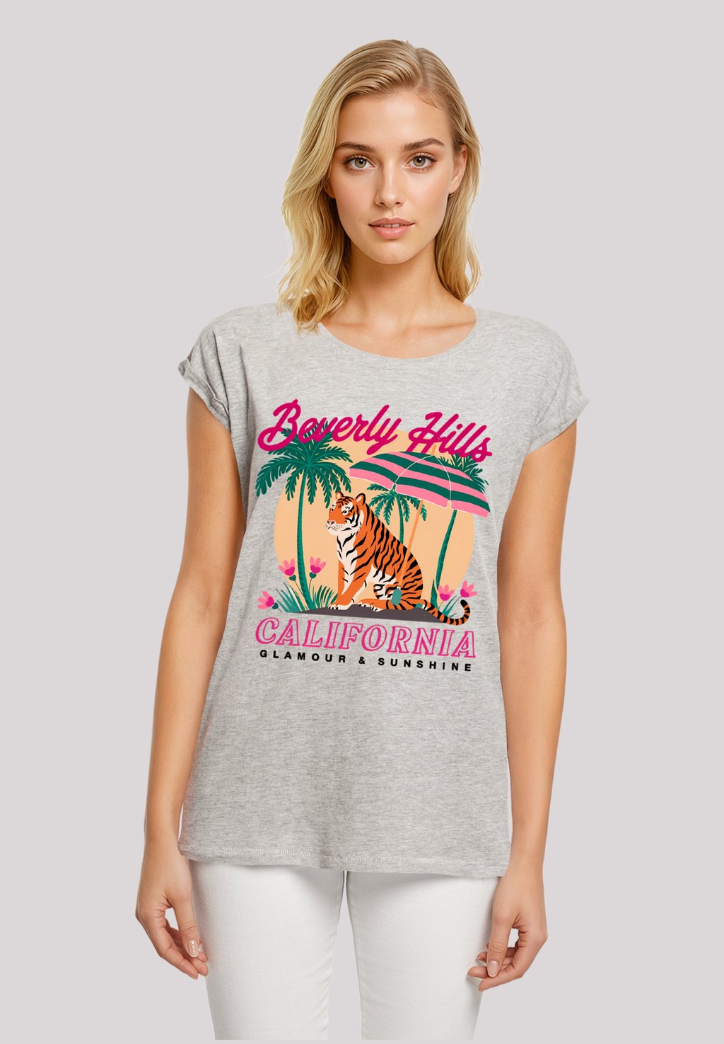 

Футболка с принтом BEVERLY HILLS CALIFORNIA GLAMOUR SUMMER F4NT4STIC, серый