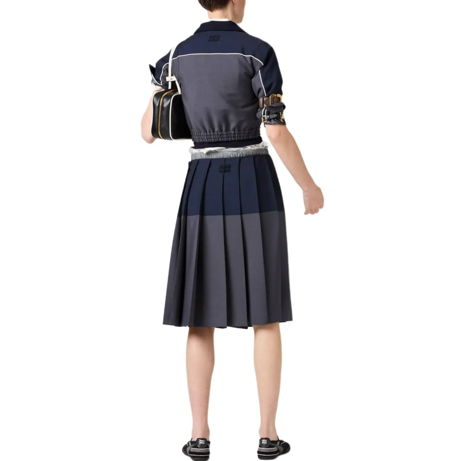 MIU MIU Юбка из мохера Kid Mohair цвет Hematite/Navy — фото 4