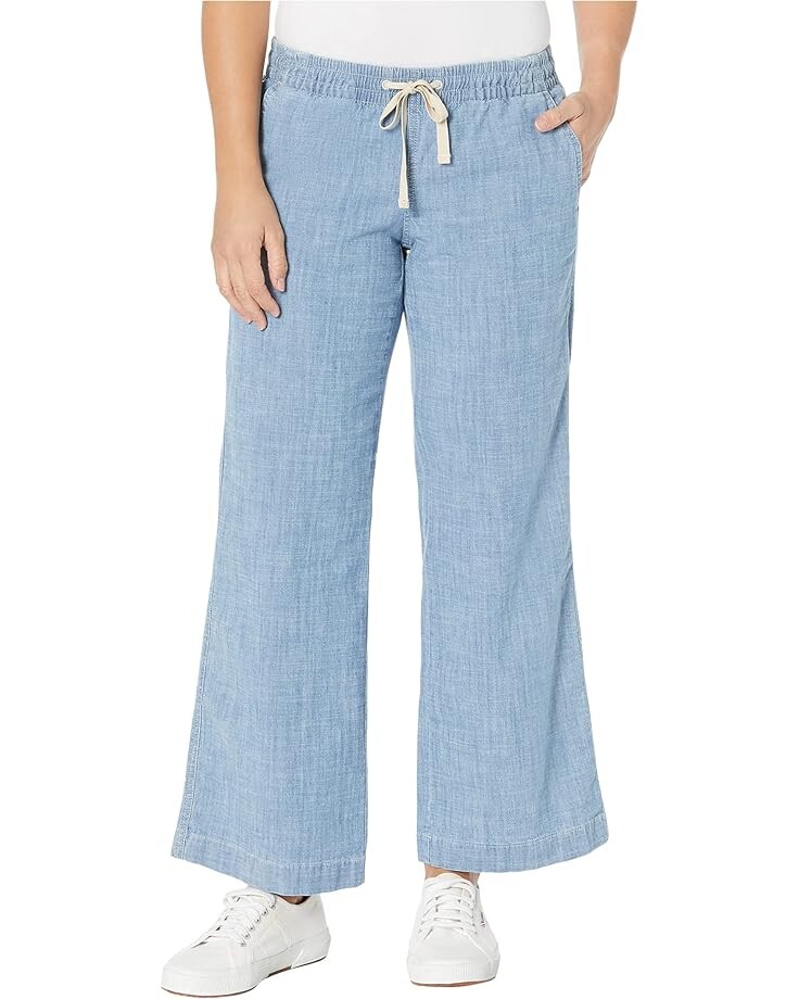 

Брюки L.L.Bean Petite Lakewashed Pull-On Chambray Wide Leg, цвет Chambray