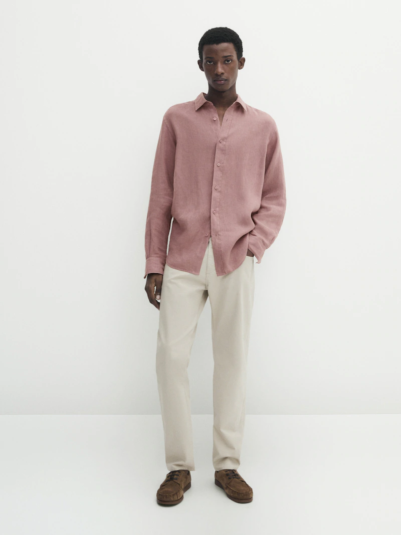

Джинсовые брюки узкого кроя Massimo Dutti, бежевый