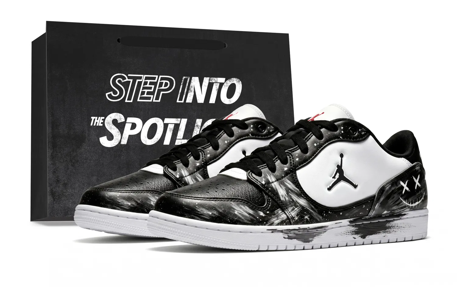 Кроссовки винтажные баскетбольные Jordan Black White