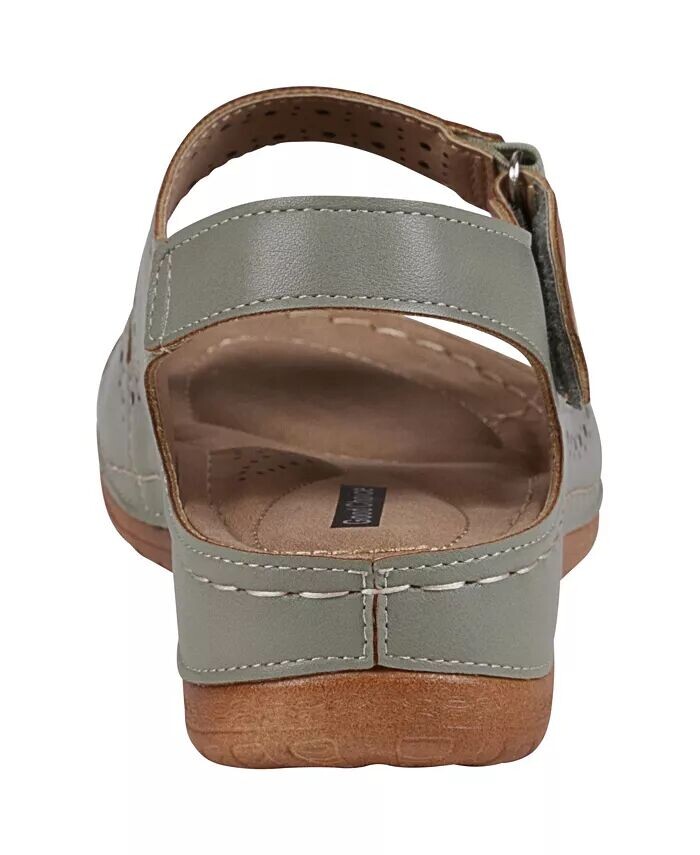Женские сандалии на плоской подошве с перфорацией и двойной полосой Foster GC Shoes, зеленый — фото 3