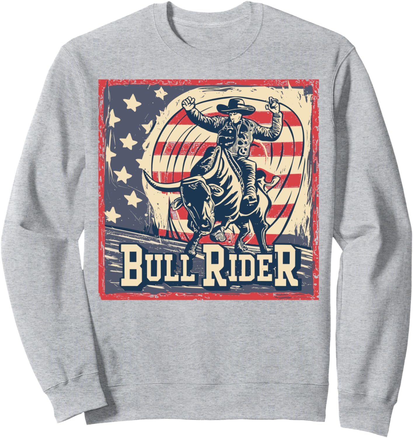 

Винтажная толстовка с изображением американского флага и ковбоя, катающегося на быке Usa Bull-Riding America Rodeo'S Gifts, серый