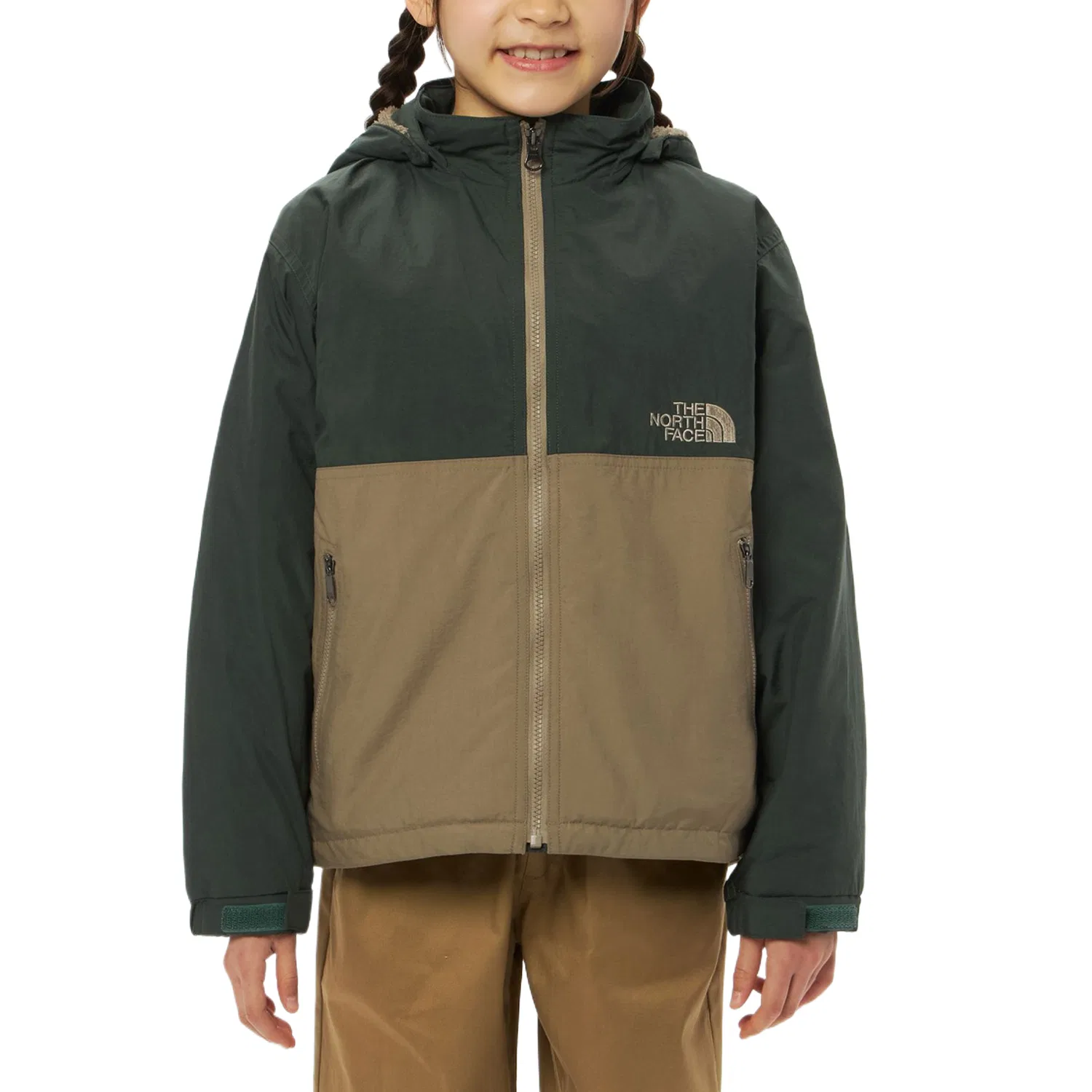 Детская куртка с отстегивающимся капюшоном утепленная THE NORTH FACE, High Mountain Color X Classic Khaki — фото 4