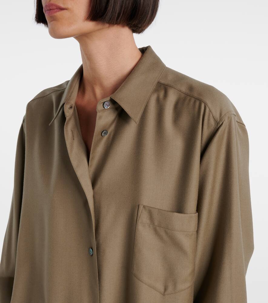 Рубашка из вирджинской шерсти Pino The Row, Military Beige — фото 4