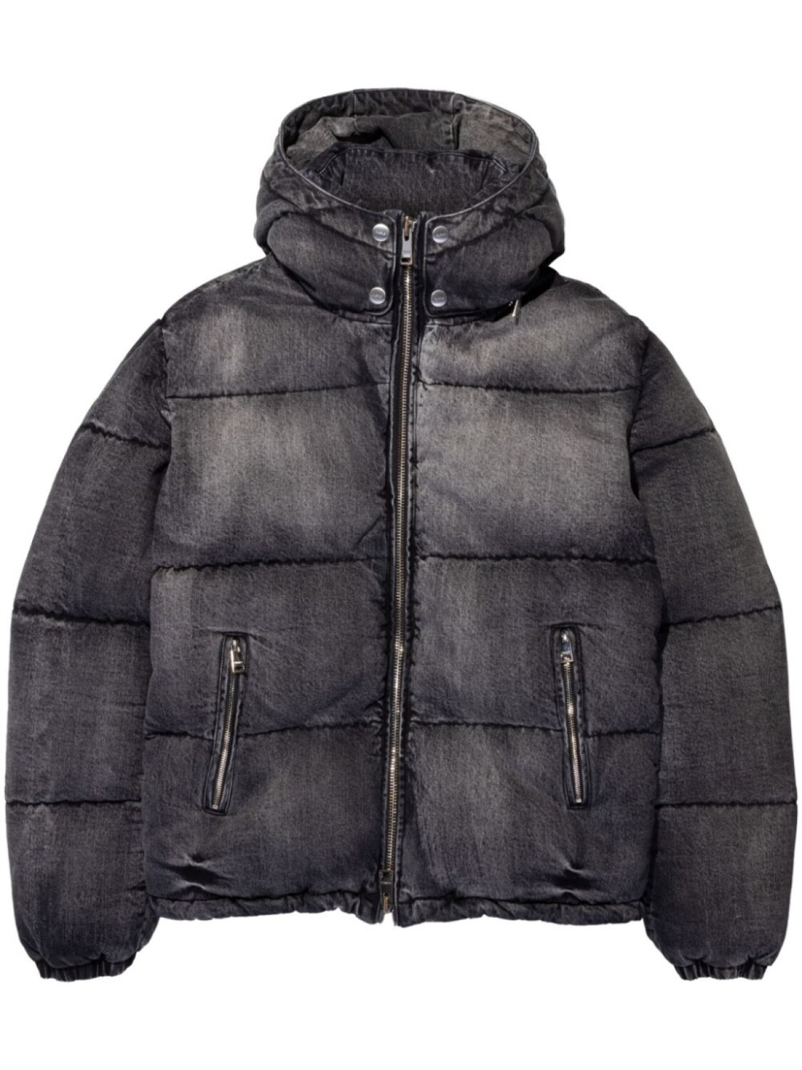 

Пуховик из денима с капюшоном Purple Brand, черный