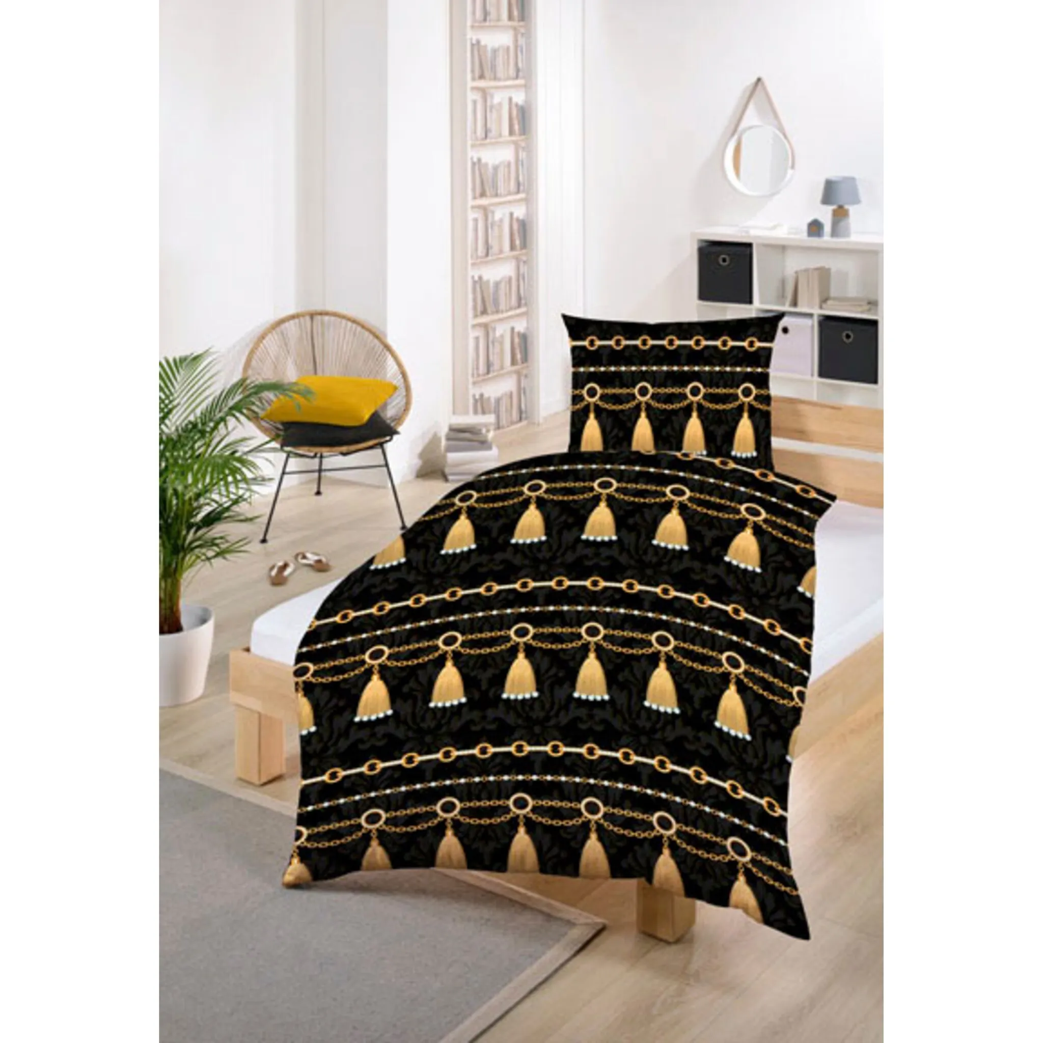 

Постельное белье Gold-Line "Gold-Line Bed - Golden Bell Motif", особенно мягкое и приятное на ощупь, цвет bedruckt, goldenes Glockenmotiv
