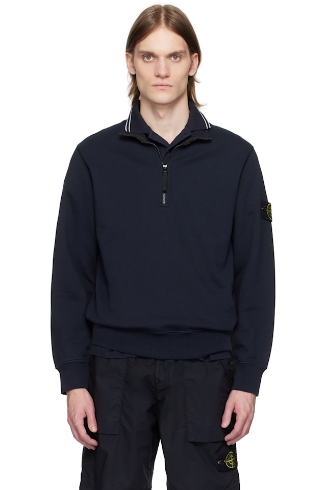 

Органический флисовый свитшот из хлопка Stone Island, синий