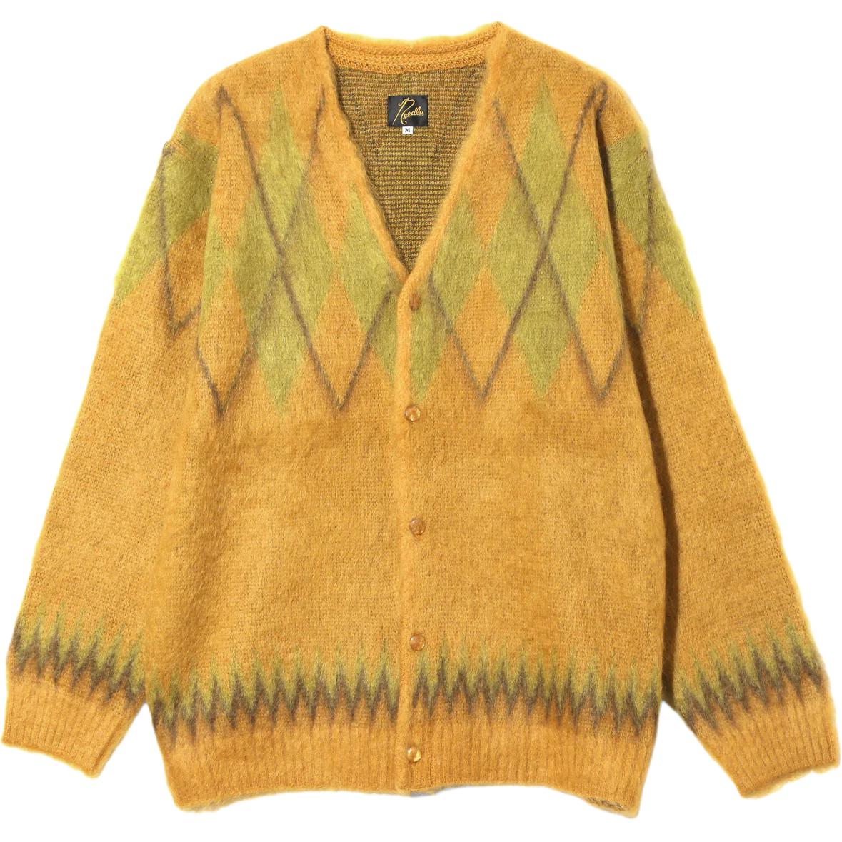 

Кардиган с ромбовидным узором и пуговицами Needles, оранжевый желтый