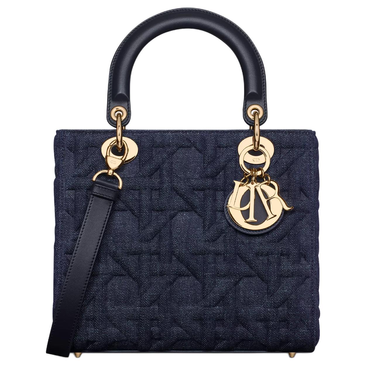 

Сумка Lady Dior из джинсовой ткани Lady Dior, сумка на плечо, сумка через плечо, женская сумка среднего размера, синяя