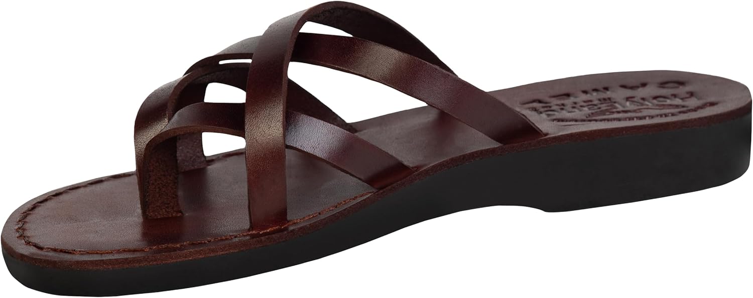 

Рынок Священной Земли Мужские/Женские Библейские кожаные сандалии/сланцы Иисуса из Иерусалима (Стиль Иерусалима I) Holy Land Market, коричневый