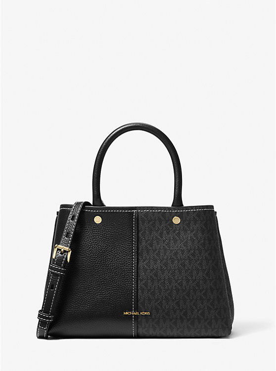 

Сумка-Портфель Flora среднего размера с фирменным логотипом и кожей Michael Kors, черный