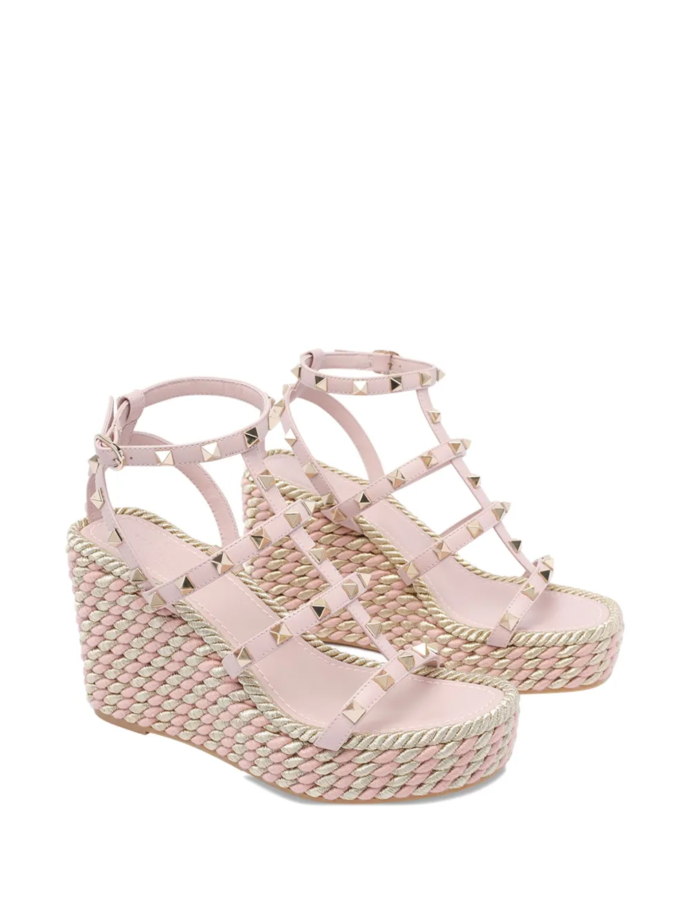 Сандалии Rockstud на танкетке 95 мм VALENTINO GARAVANI, розовый — фото 2