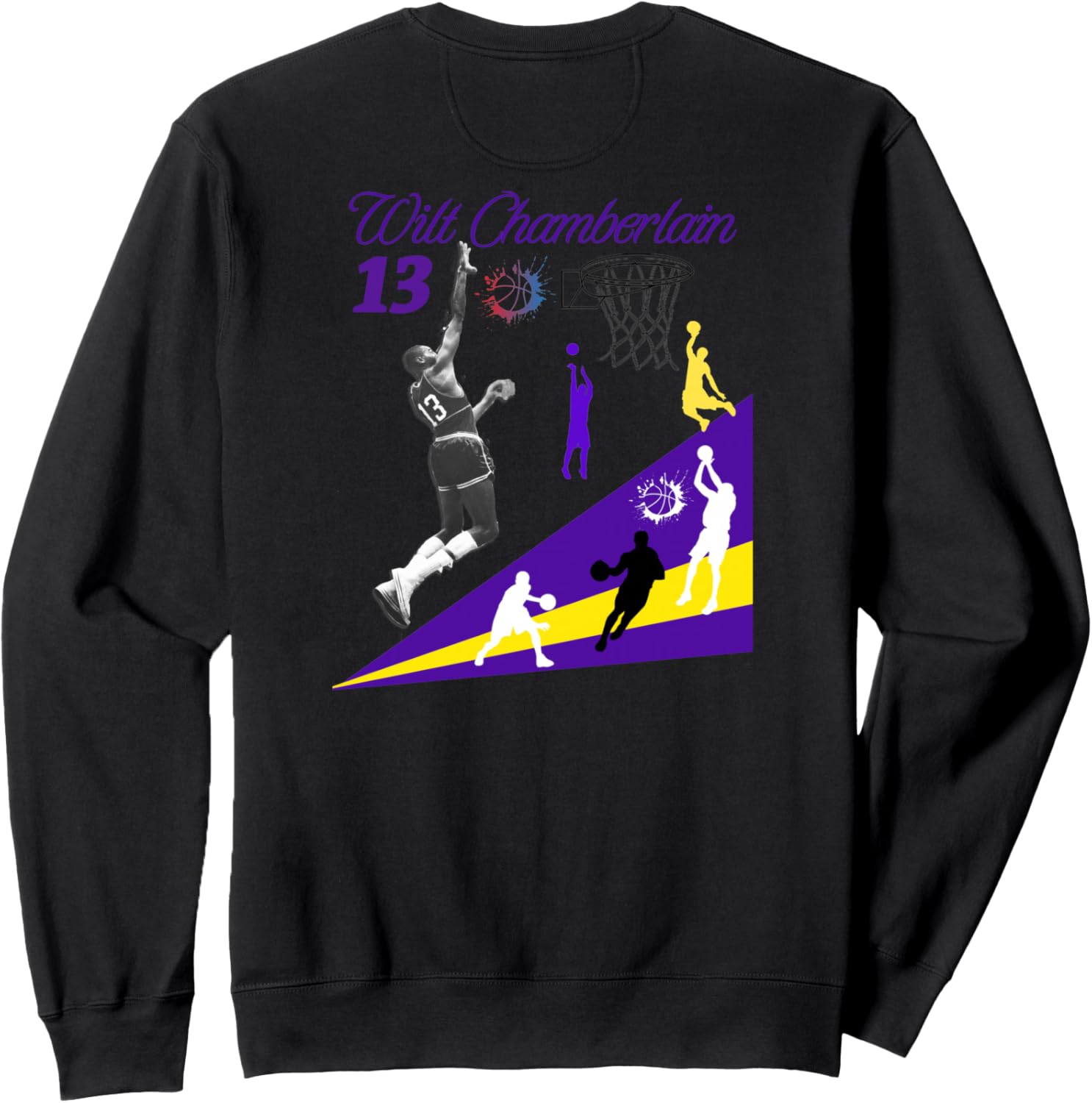 

Толстовка с принтом на спине Wilt ChamberlainNBA001, черная Great Moment Store