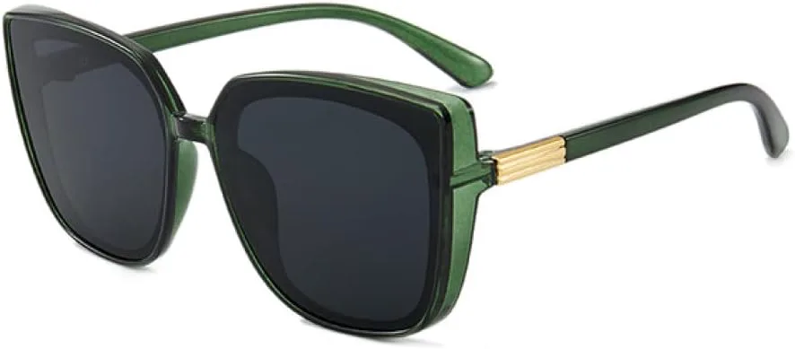 

Женские солнцезащитные очки 2027 года, винтажные, черные, зеркальные, модные, с большой оправой, стильные, сексуальные, с защитой от ультрафиолета UV400 MTZJH, Green