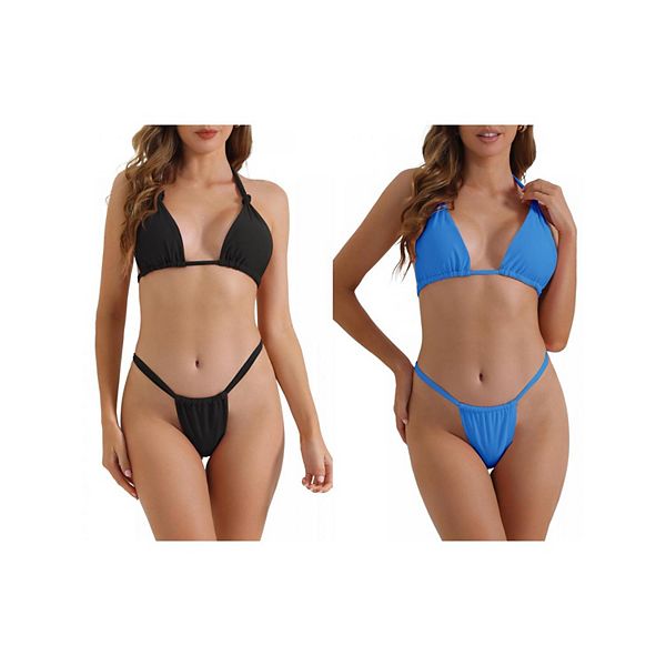 

2 комплекта женского бикини push-up halter с треугольными трусиками на завязках Inspire Chic, Black Blue, Черный, 2 комплекта женского бикини push-up halter с треугольными трусиками на завязках Inspire Chic, Black Blue