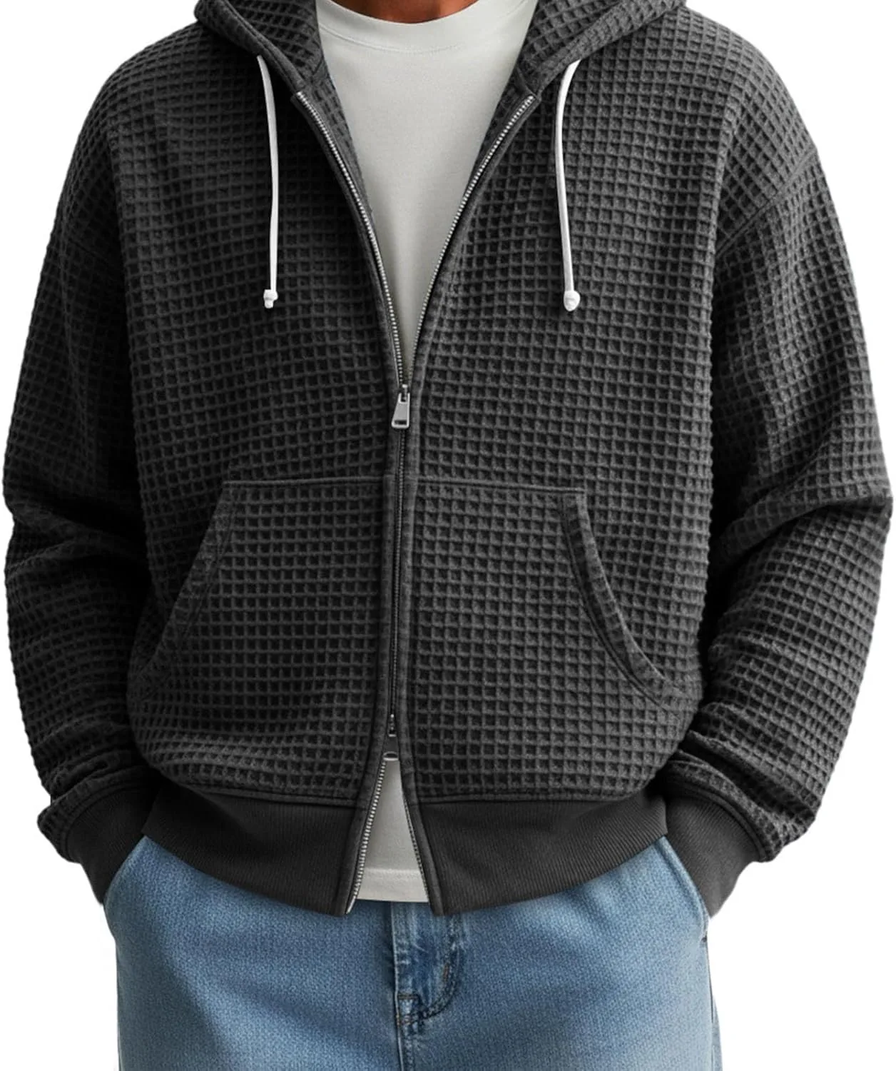 Толстовка мужская Waffle Full Zip Up Hooded Pacificozy — фото 2