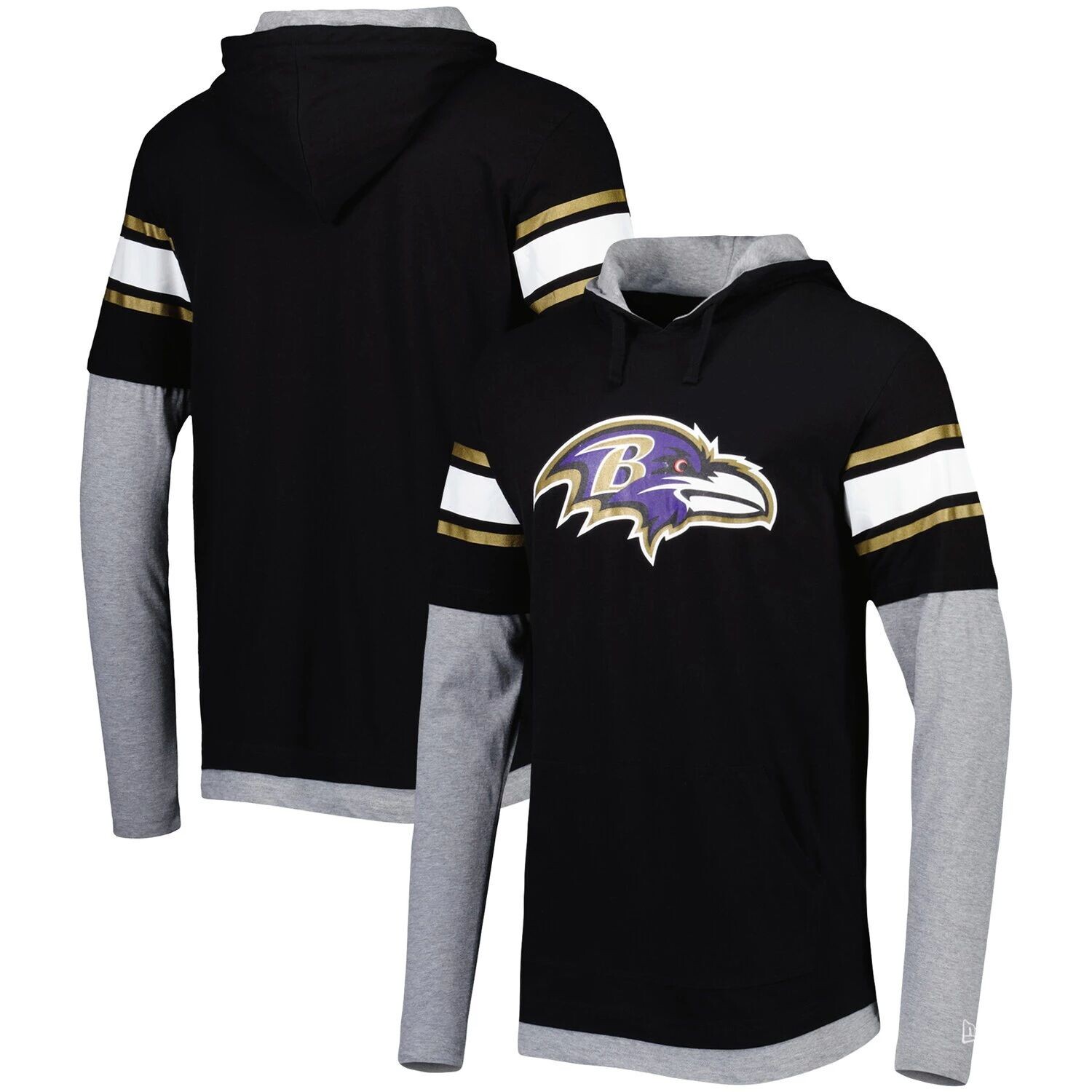 

Мужская черная футболка с капюшоном с длинным рукавом Baltimore Ravens New Era, Черный, Мужская черная футболка с капюшоном с длинным рукавом Baltimore Ravens New Era
