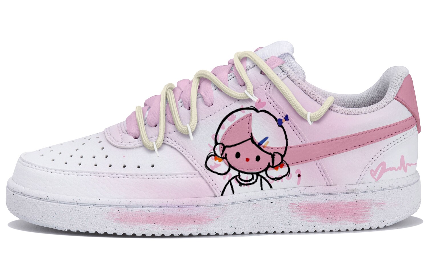 

Кроссовки Nike Court Vision 1 Skateboarding Shoes Women's Low-top White/pink, розовый