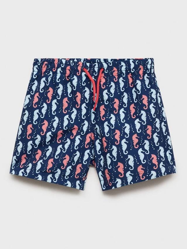 

Детские плавки с принтом морского конька Mango, Navy