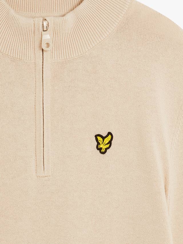 Детская хлопковая кофта с молнией на четверть Lyle & Scott, Beige — фото 3