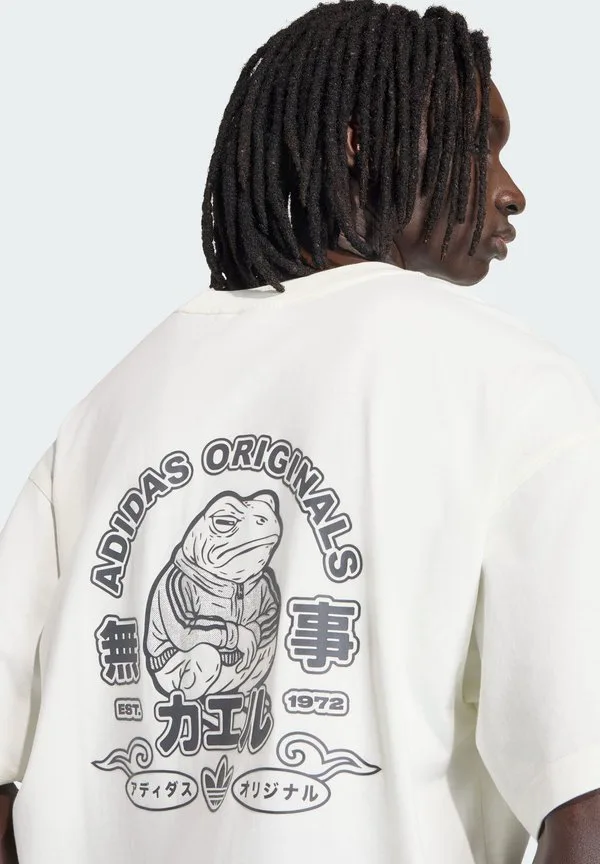 Футболка с принтом лягушки Adidas Originals, Off White — фото 3