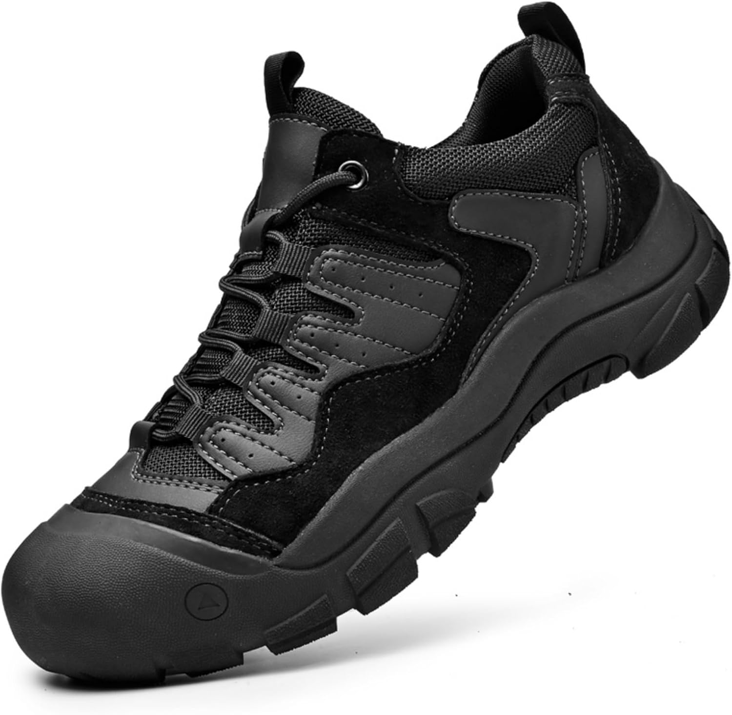 

Мужские треккинговые кроссовки из натуральной кожи, удобные, легкие, дышащие, с нескользящей подошвой, повседневные прогулочные кроссовки, шнуровка, низкий верх, для походов, повседневной носки, путешествий и кемпинга Yrzhgdl, черный