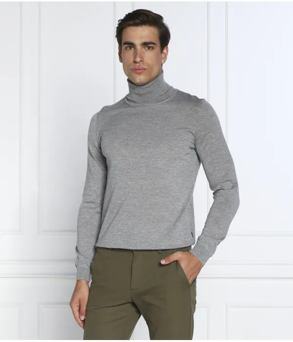 Шерстяная водолазка musso-p Slim fit Boss, серый — фото 3