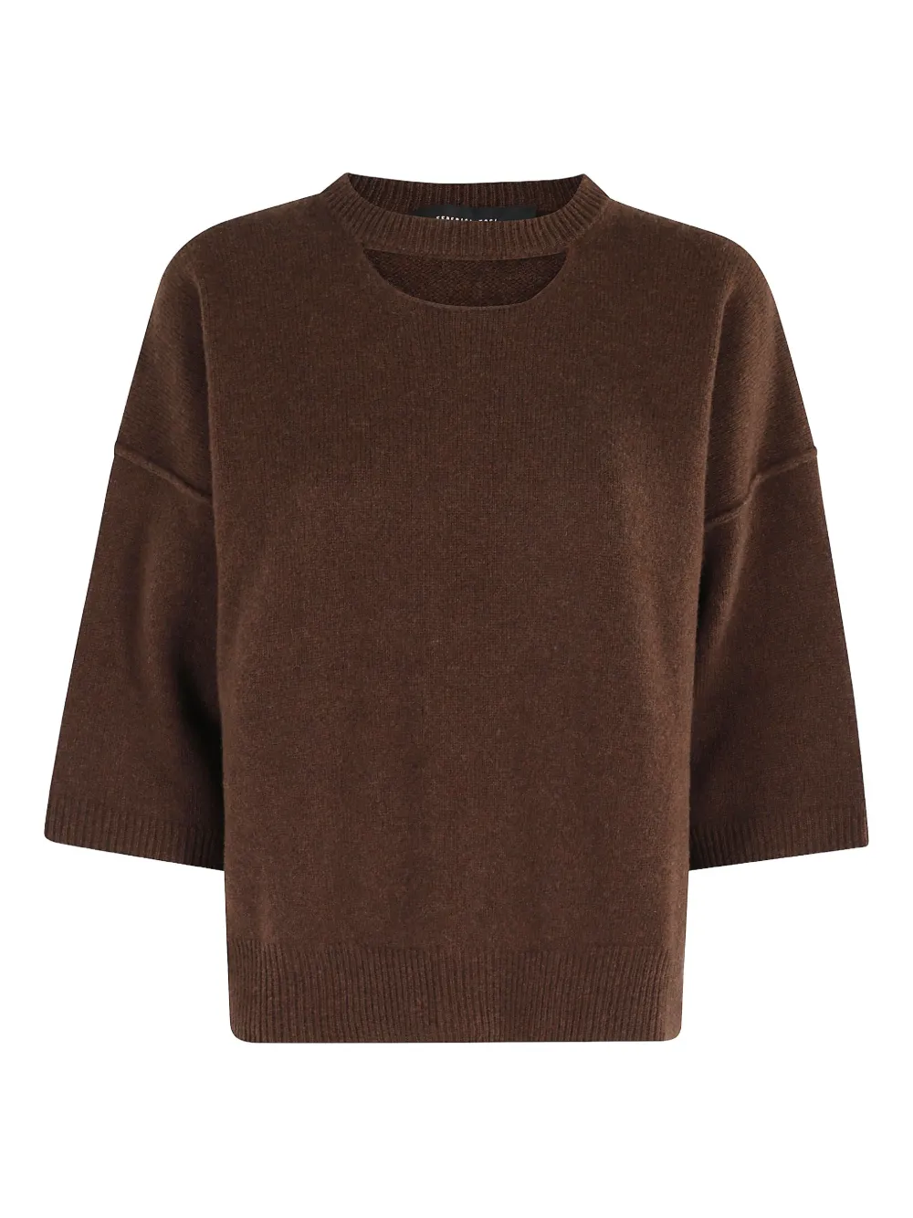 

Свитер с короткими рукавами из кашемира и шерсти Federica Tosi, коричневый