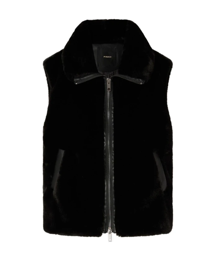 

Черная куртка без рукавов из искусственного меха Pinko, черный