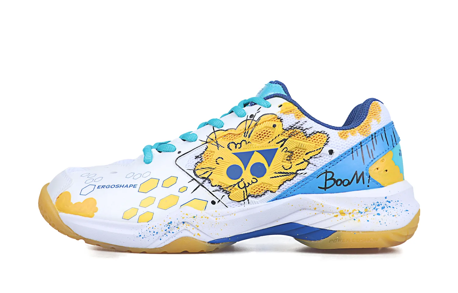 Кроссовки для бадминтона Power Cushion Abrasion Resistant Cushioning низкие унисекс YONEX, белый синий желтый — фото 3