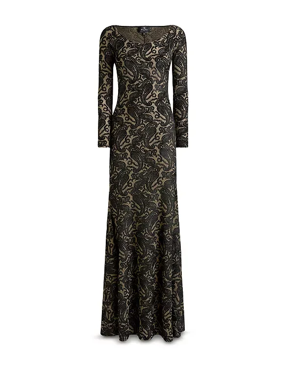 Платье-Макси с клинчем Etro, Gold — фото 4