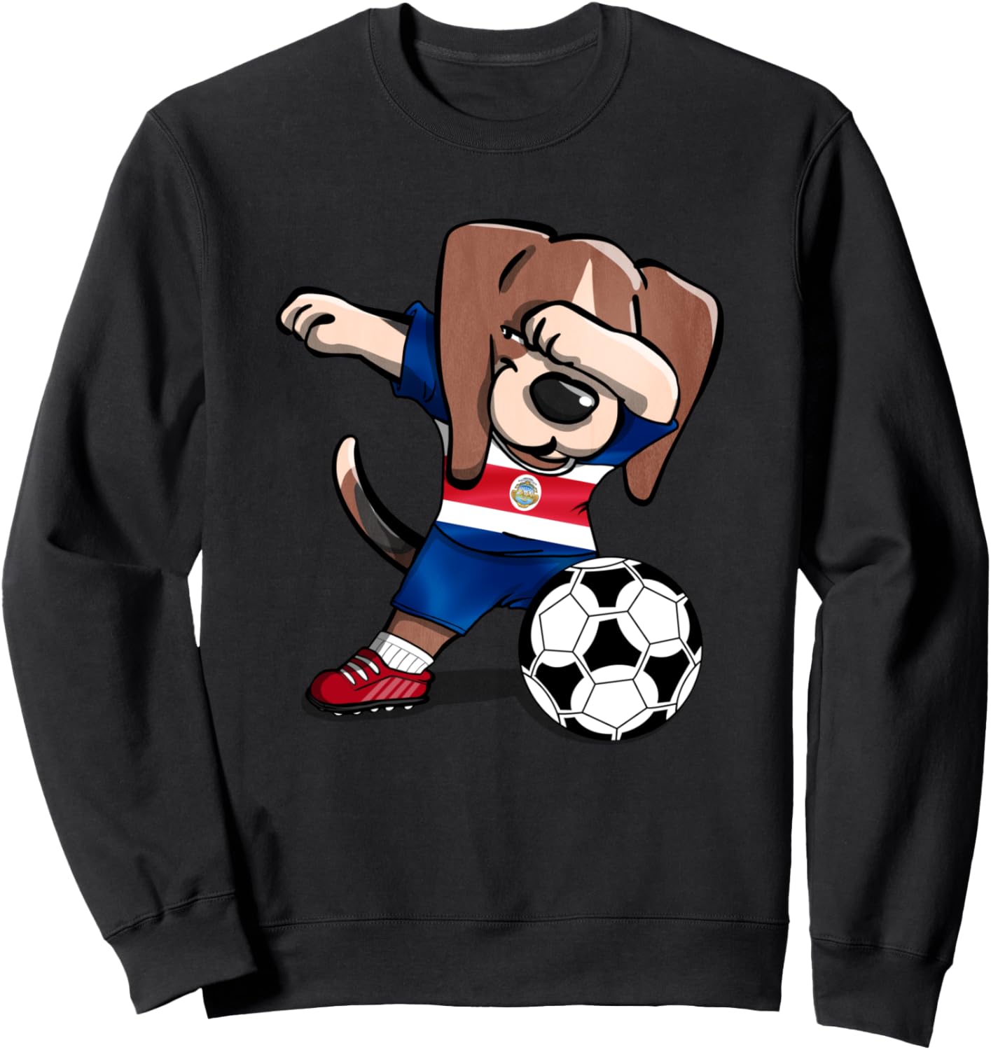 

Забавная собачка бигль, делающая «дэб» Забавная собачка бигль Футбол Коста-Рики Флаг Коста-Рики Футбольная толстовка Teeisle Costa Rica Football, черный