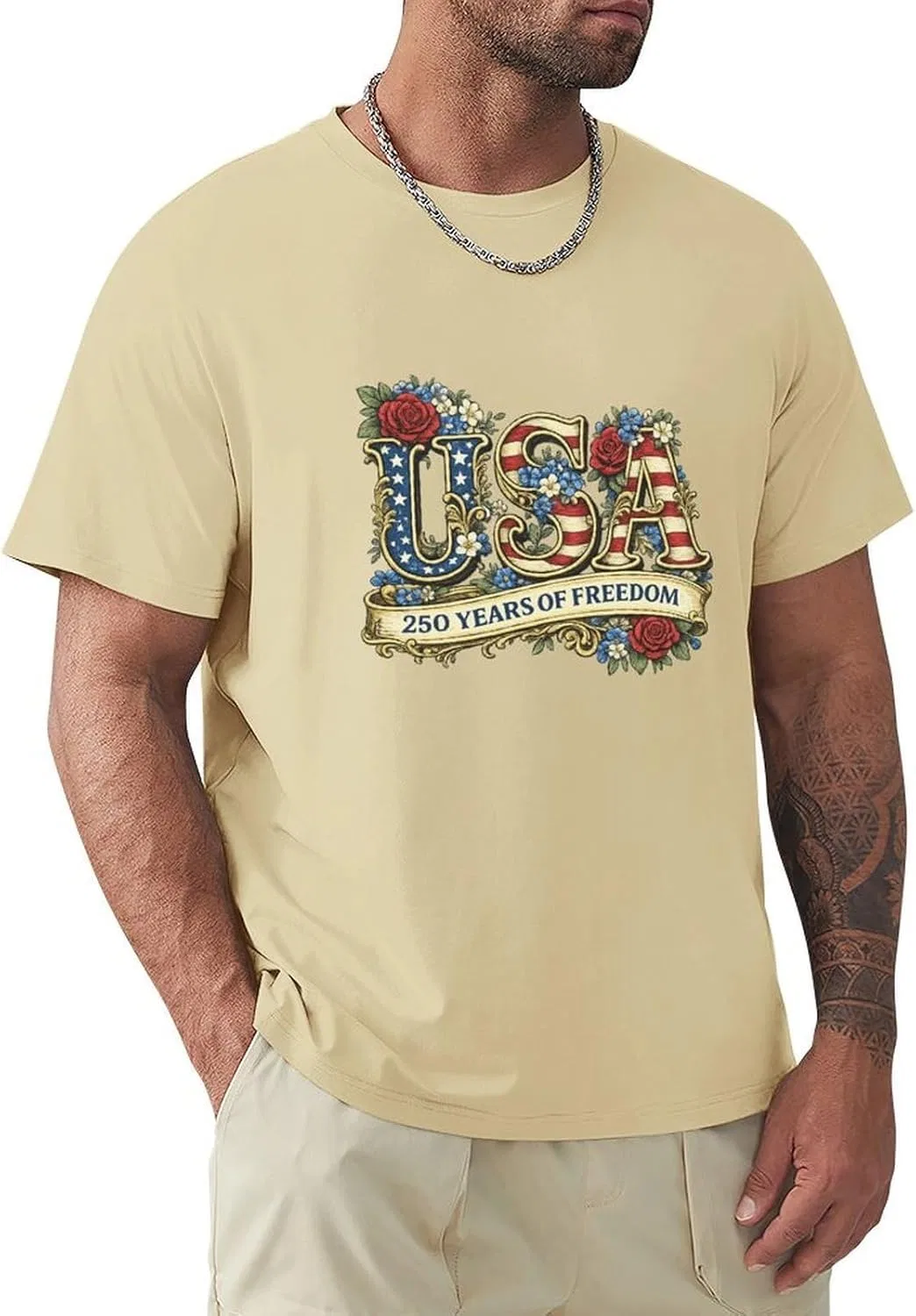 Мужская футболка хлопковая, Sand Colour-style-6