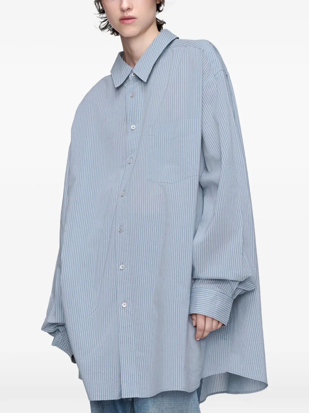 Полосатая рубашка с длинными рукавами MAISON MARGIELA, синий — фото 3