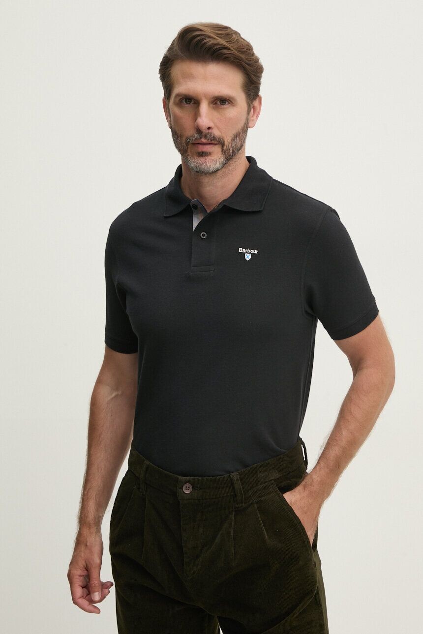 

Поло Barbour из хлопкового тартана и пике, черный