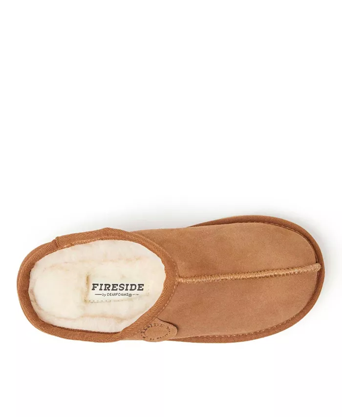 Детские тапочки-клоги Fireside от Dempsey из натуральной овчины Dearfoams, коричневый — фото 4