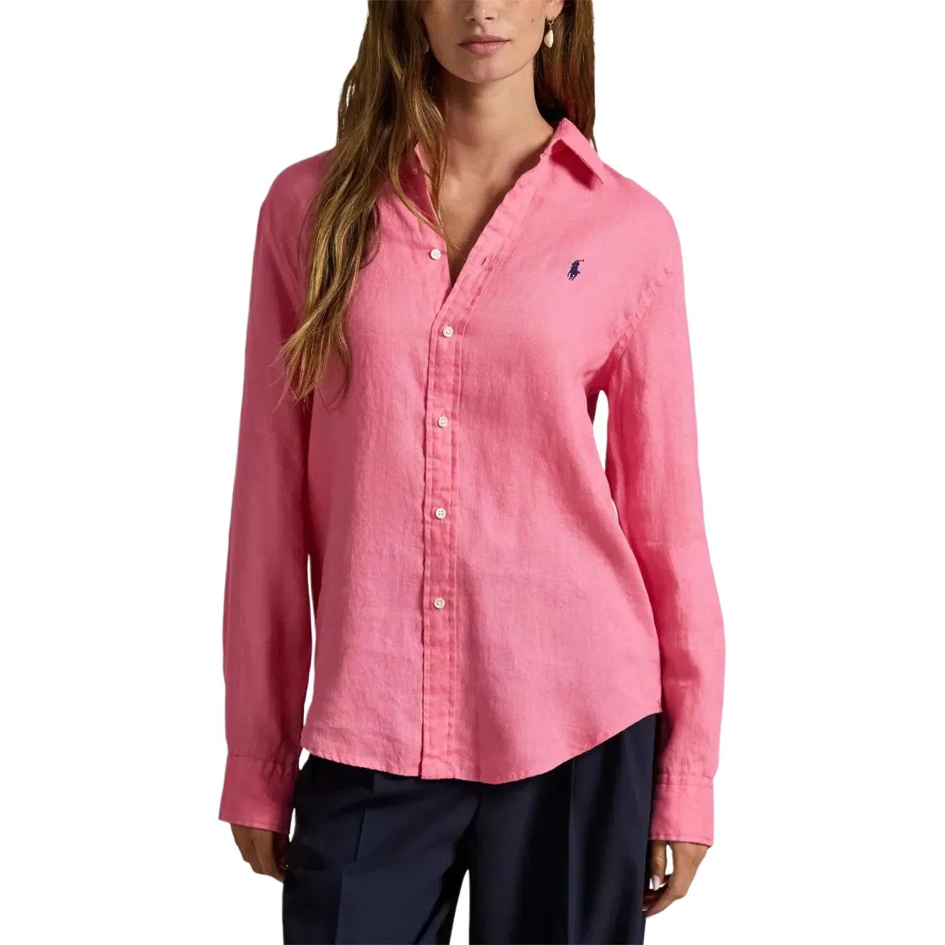 Рубашка Polo Pony льняная Ralph Lauren розовая — фото 4