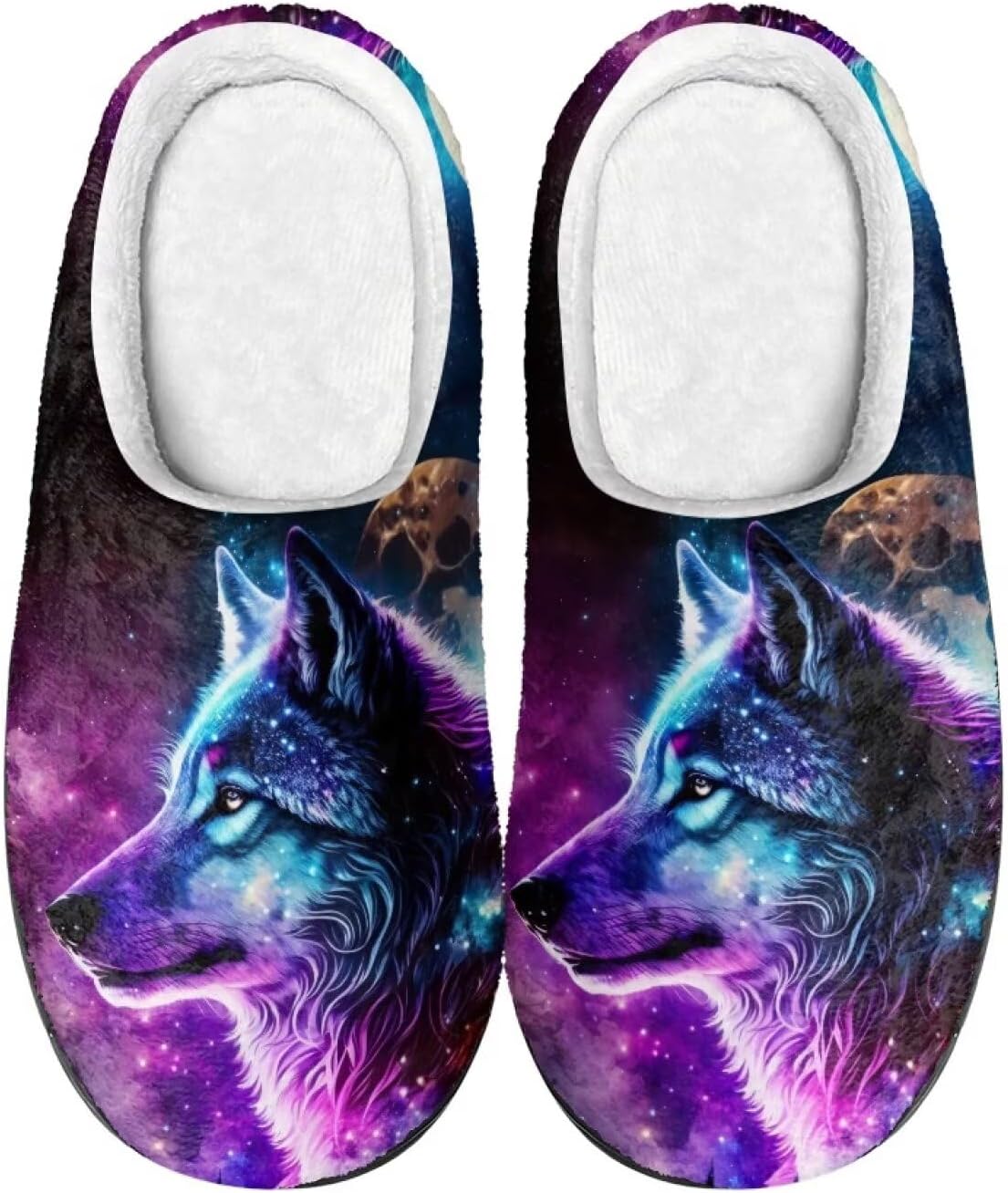 

Тапочки Showudesigns для женщин и мужчин, размер 4-12, зимние домашние тапочки, Galaxy Wolf
