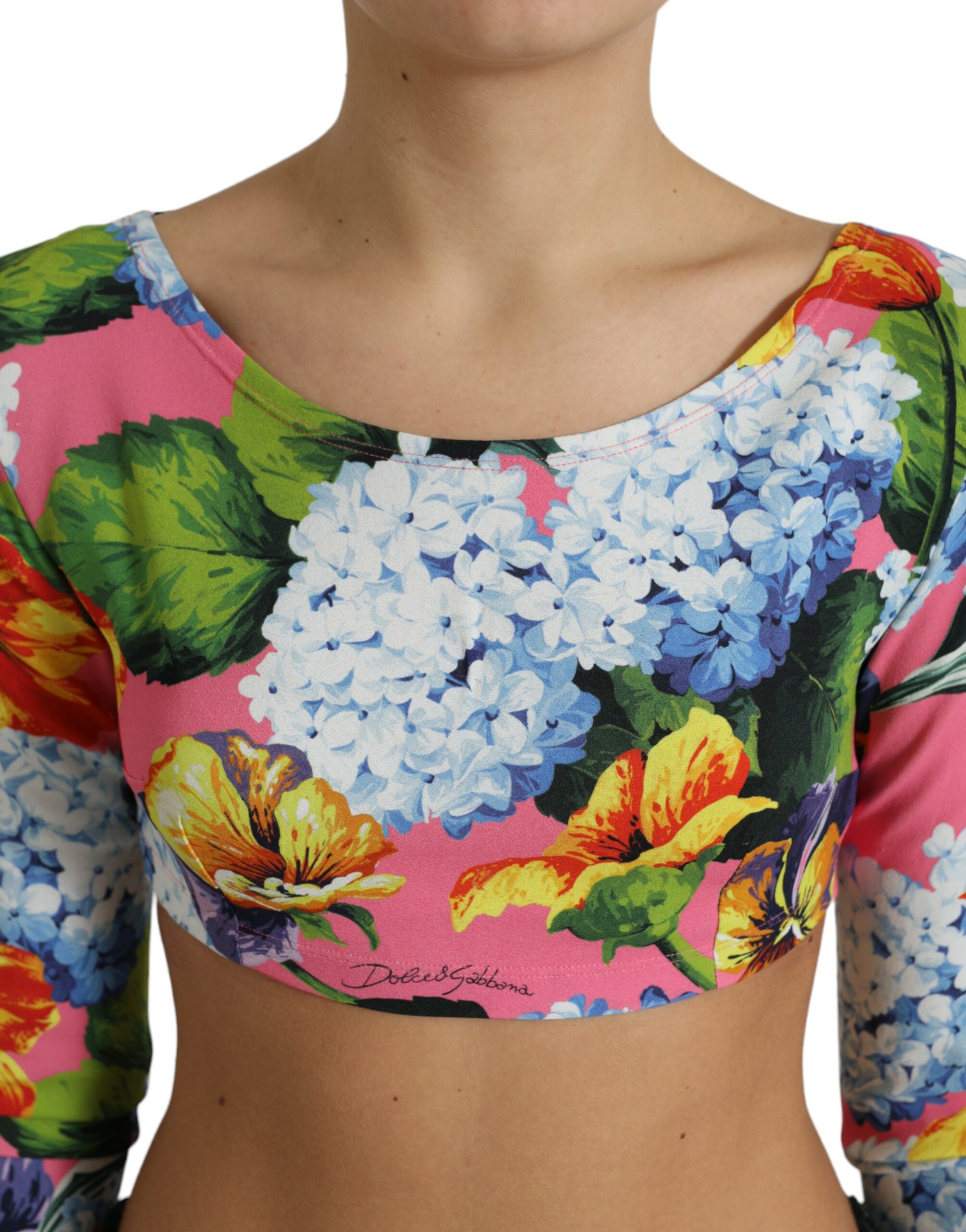 Укороченная блузка Floral Elegance Dolce & Gabbana, мультиколор — фото 4
