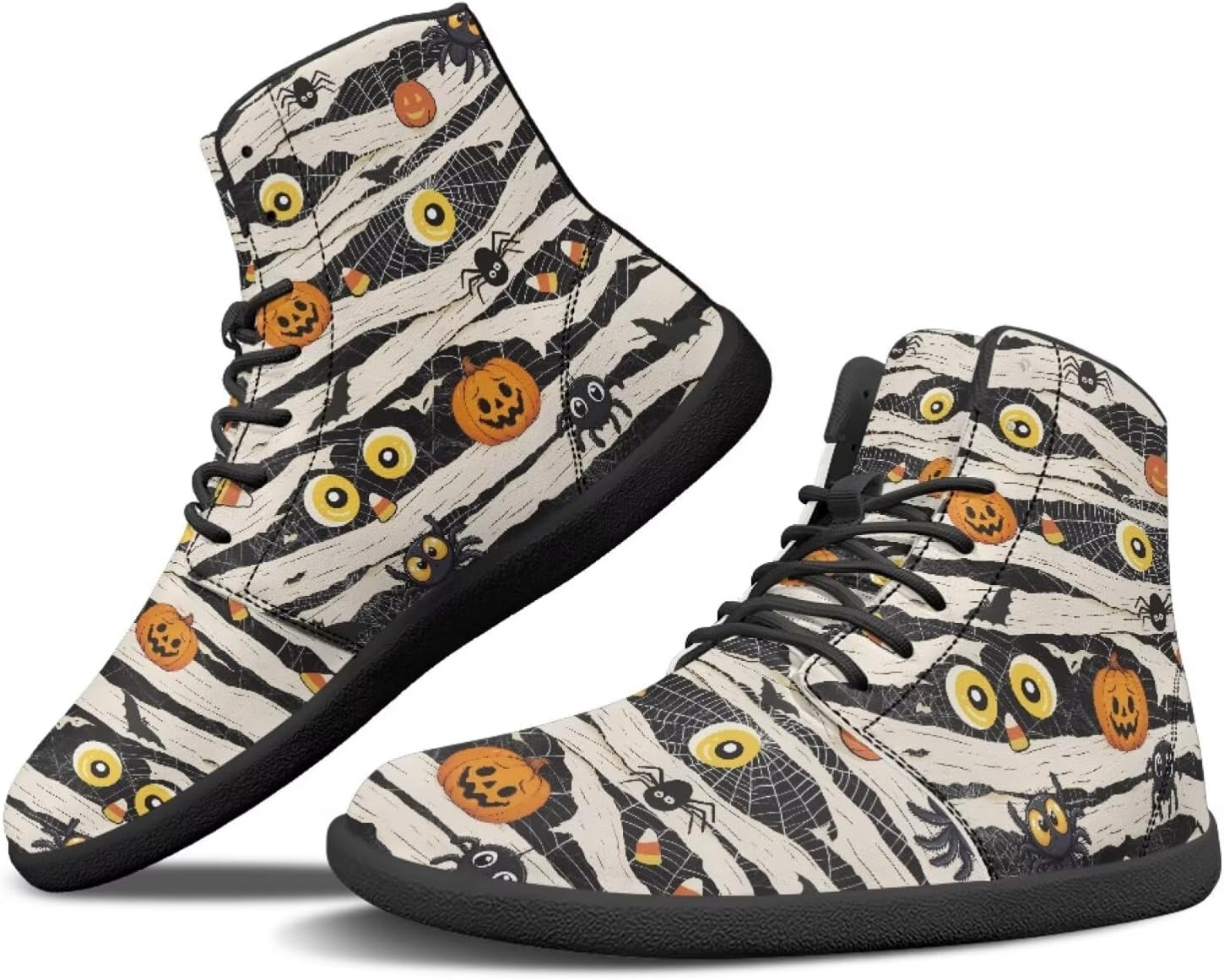 

Мужские высокие зимние ботинки Binienty Barefoot Zero Drop для походов, водонепроницаемые, из искусственной кожи, Halloween Pumpkin Spiders