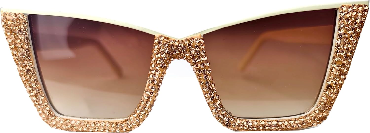 

Willochra Модные солнцезащитные очки в форме «кошачий глаз» с полуободковой оправой и стразами для женщин, роскошные очки, украшенные драгоценными камнями, для костюмированной вечеринки, C1