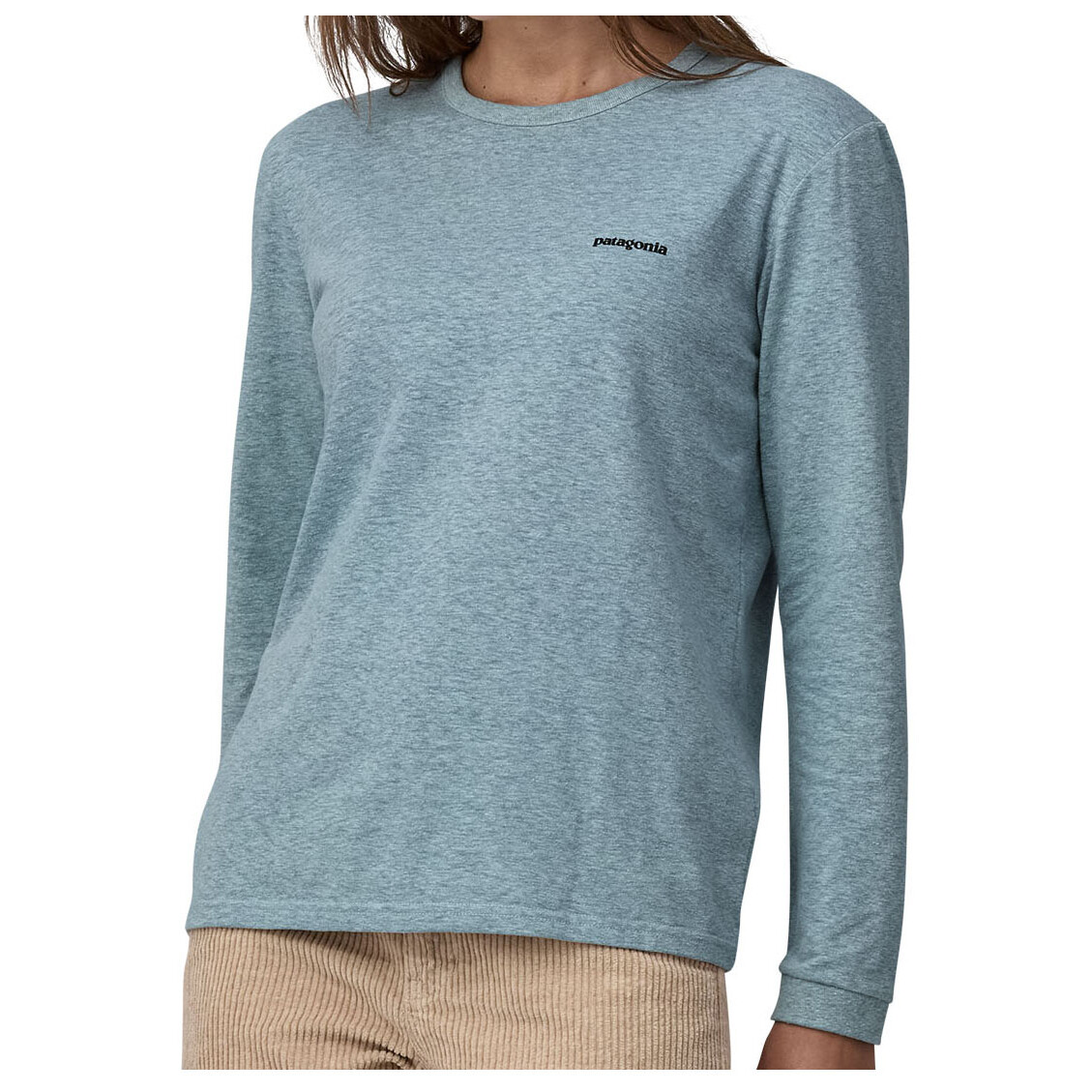 

Лонгслив Patagonia L/S P-6 Logo Responsibili-Tee, цвет Thermal Blue