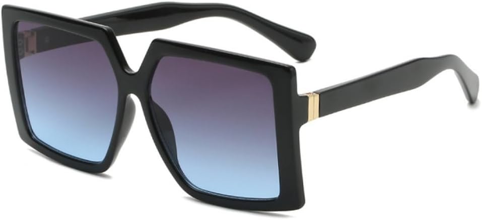 

MUTYNE Большие квадратные солнцезащитные очки для женщин, роскошные, модные, с плоской верхней частью, крупная оправа, черная полоса, винтажные, градиентные, UV400, Grey Blue