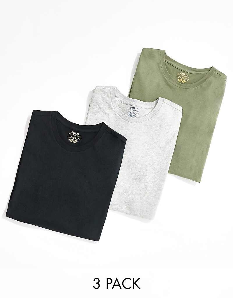 

Polo Ralph Lauren — комплект из 3 домашних футболок черного, хаки и серого цветов с логотипом