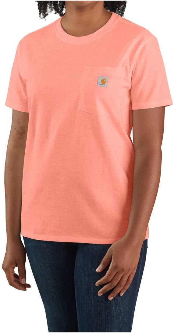 

Carhartt женская футболка с карманом, свободный крой, плотная ткань, короткий рукав, Hibiscus Heather