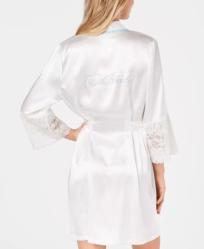 

Короткий атласный халат The Bride Linea Donatella, белый